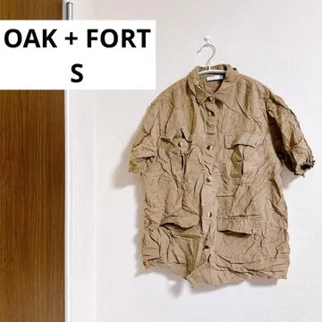 OAK + FORT 베이지 반팔 셔츠