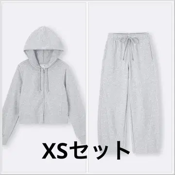 맨투맨 풀 집업 후드티 맨투맨 배럴 레그 팬츠 세트 그레이 XS