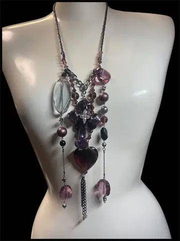 Amethyst Heart Cross Necklace