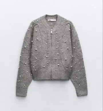 ZARA 모조 진주 니트 봄버 자켓