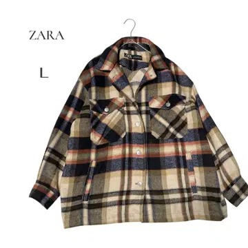 [ 자라 ] ZARA 체크 무늬 플란넬 셔츠 자켓 L 오버 사이즈