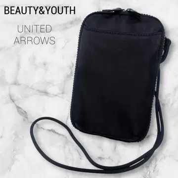 BEAUTY&YOUTH 지퍼 슬림 지갑 숄더백 나일론 블랙