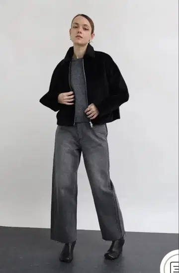 야마다야 Aga 오리지널 컷오프 와이드 데님 블랙