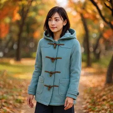 더 스카치 하우스 더플 코트 M 라이트 블루 울 소가죽