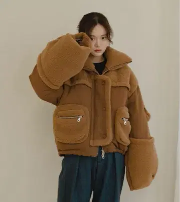 PINUE 보아 콤비 다운 브라운