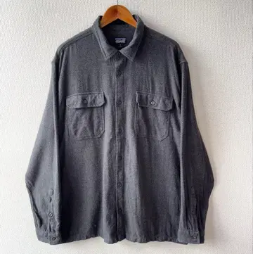 Patagonia 피요르드 플란넬 셔츠 XL 긴팔 무지 그레이