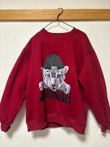 트라 프린트 빨간색 맨투맨 속기모