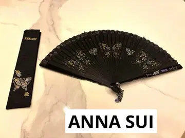 [ 미사용품 ] ANNA SUI 부채 꽃무늬 나비 블랙 케이스 포함