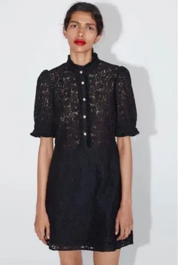레이스 미니 원피스 퍼프 슬리브 ZARA