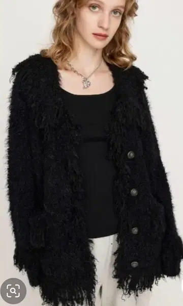 [ 새상품급/신상 ] SLY 프린지 가디건 블랙