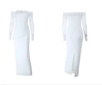 오프숄더 레이스 슬리브 웨딩 드레스