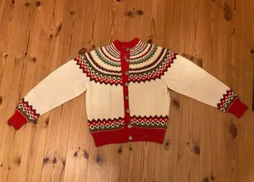 빈티지 노르웨이산 울 페어아일 패턴 스웨터 노르딕