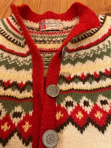 빈티지 노르웨이산 울 페어아일 패턴 스웨터 노르딕