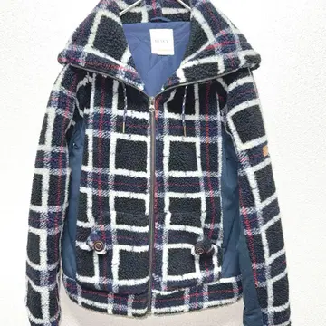 [ ROXY ] 플리스 체크 무늬 후드티 여성용 미국 S 사이즈