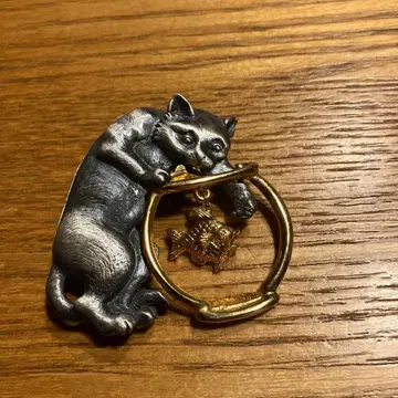 진품 JJ 브로치 고양이와 금붕어