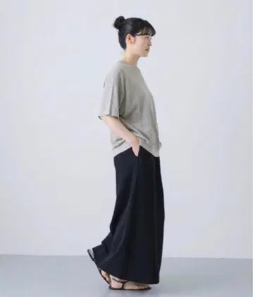 [카구레] 드라이 코튼 스트레이트 스커트 블랙