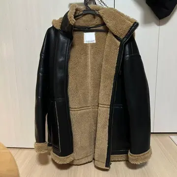 인조 가죽 보아 후드티 코트