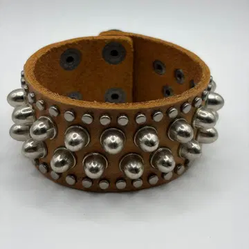 총알 스터드 가죽 팔찌 펑크 락 바이커 브라운