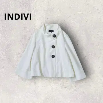 INDIVI 스탠드 카라 A라인 빅 버튼 고급 자켓 일본제