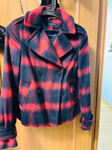 TOMMY HILFIGER 체크 무늬 코트 S 사이즈