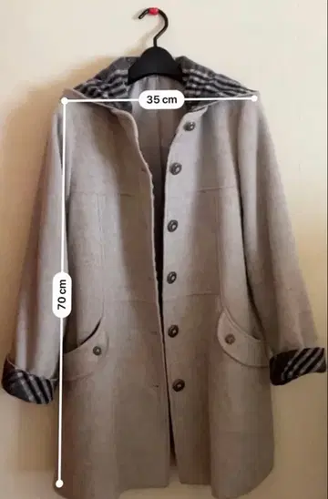 그레이 롱 코트 체크 카라 부착 코트 아우터 11호