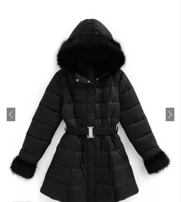 [컨디션 최상] 퍼 포함 A라인 다운 코트 / 충전솜 코트 블랙