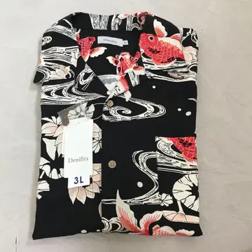 일본풍 패턴 금붕어 하와이안 셔츠