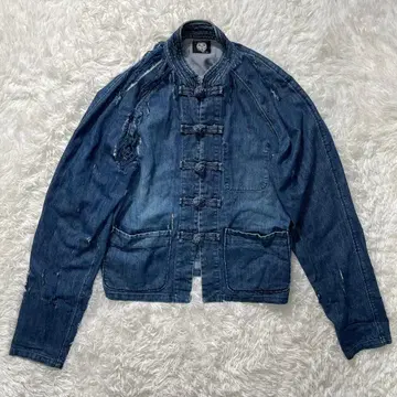 레어 NOISE CRAFT 데님 차이나 셔츠 자켓 데미지 가공