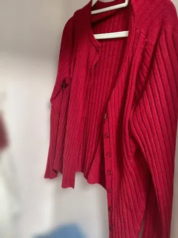 빨간색 리브 가디건 긴팔