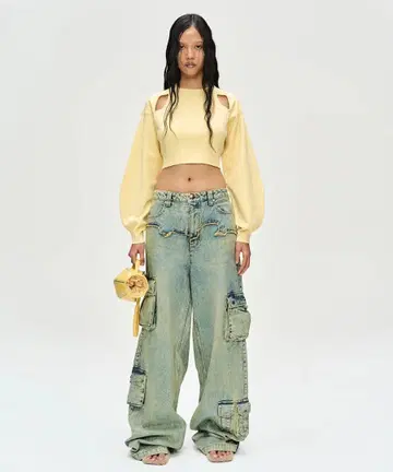 카고 데님 simiz 데님 카고 청바지 26