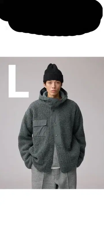 GU ENGINEERED GARMENTS 보아 플리스 스냅 후드티 L