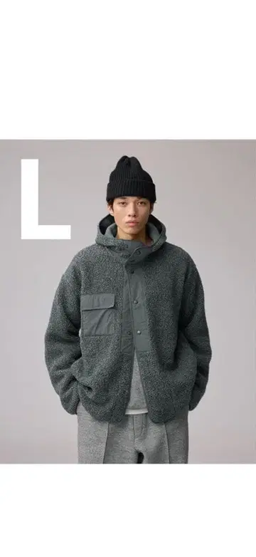 GU ENGINEERED GARMENTS 보아 플리스 스냅 후드티 L