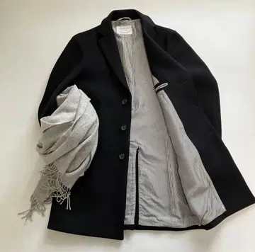 에디피스 체스터 코트 스트라이프 안감 네이비 울 S