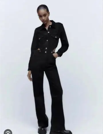 ZARA 블랙 데님 점프수트