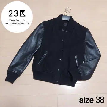 새상품급 23구 블루종 MA-1 천연 가죽 블랙 38