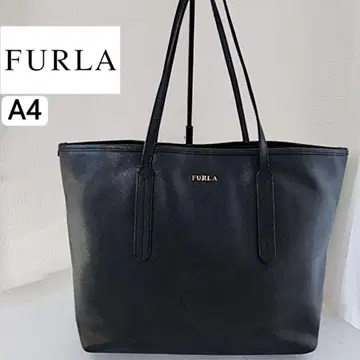FURLA 블랙 토트백 A4 대응 천연 가죽 비즈니스 숄더