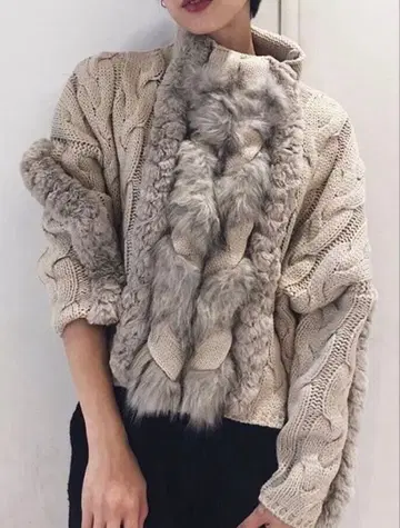 [ 새상품급 ] 아메리빈티지 브레이드 퍼 니트 케이블 니트 스웨터