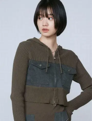 [ 미사용 새상품 ] EMODA 도킹 포켓 니트 후드티