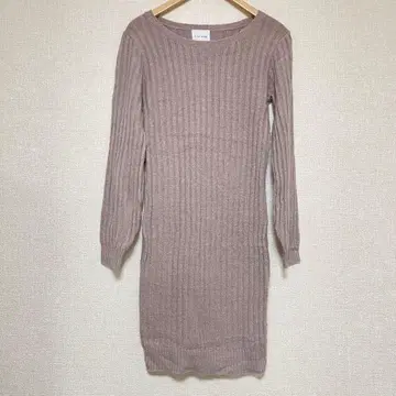 PINK ROSE [ M ] 베이지 리브 니트 원피스 롱 원피스 겨울