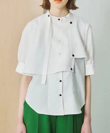 [주말 가격] UNITED TOKYO 하프 타이 숏 볼륨 소매 블라우스