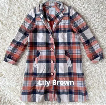 Lily Brown 체크 무늬 체스터 코트 롱 Free 아우터