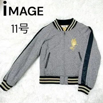 I MAGE 바시티 자켓 나비와 꽃 자수 11호 그레이