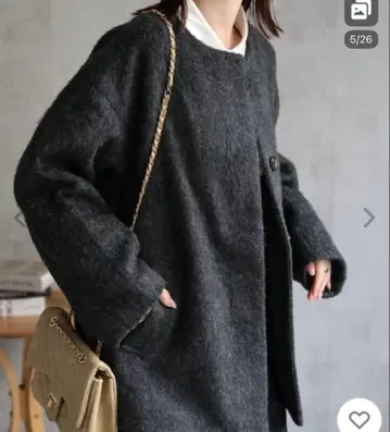 노카라 코트 코트 샤기 노카라 코쿤