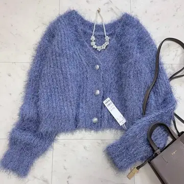 택 포함 새상품 개럴개런트 라메 샤기 2way 니트 정가 2.4만 파랑