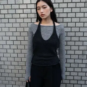 OHOTORORene 홀터 니트 차콜
