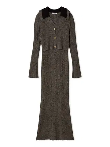 프레이 아이디 폴로 칼라 앙상블 리브 니트 원피스