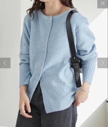 mystic 숄더 개더 버튼 가디건