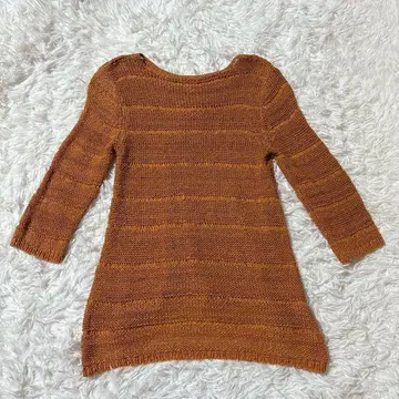 [ GEORGES RECH ] 니트 (36) 오렌지 린넨 코튼 5부 소매