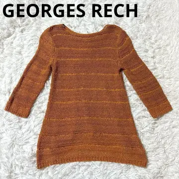 [ GEORGES RECH ] 니트 (36) 오렌지 린넨 코튼 5부 소매