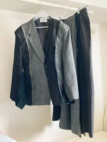 테일러드 자켓과 팬츠 세트 그레이 블랙